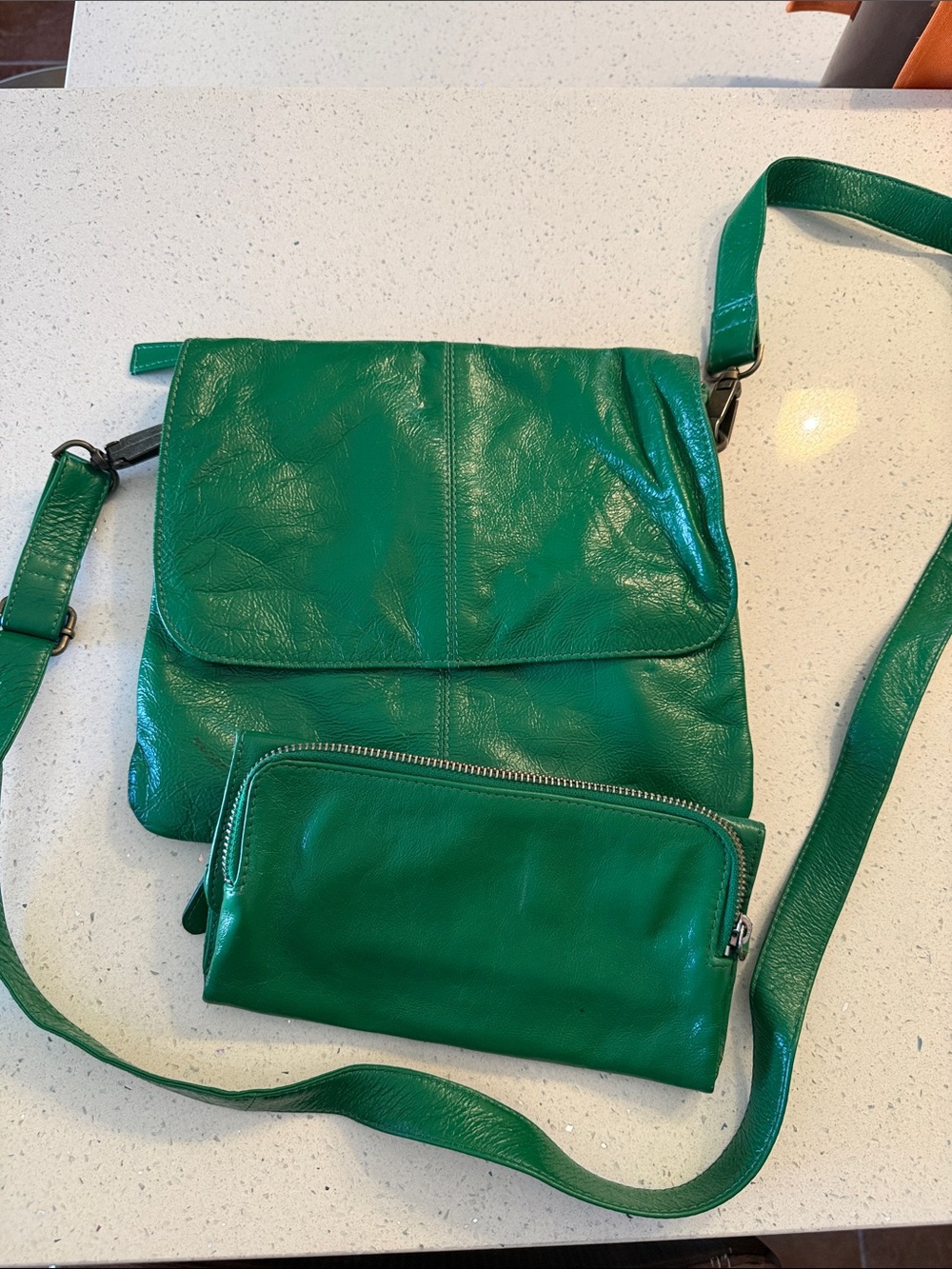 latico Emerald Green Leather Crossbody with Removable Pouch